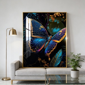 Decoración de Hogar de Lujo al por Mayor, Personalizable, Impresión HD de Mariposas, Arte Mural de Porcelana de Cristal, Murales LED - Product Image 6