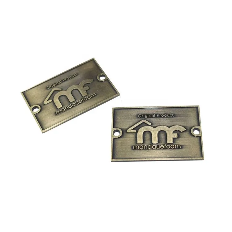 Targhetta identificativa in metallo con Logo in rilievo in ottone antico sfuso personalizzato per etichetta per mobili