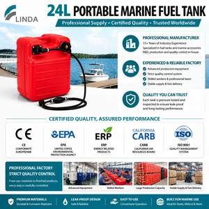 Bidon d'<span class=keywords><strong>essence</strong></span> pour <span class=keywords><strong>bateau</strong></span> LinDA 24L, anti-fuite, certifié CE EPA CARB, réservoir de carburant portable avec tuyau pour bateaux de pêche - Product Image 6