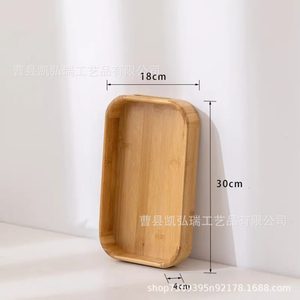Cross-border wooden retro walnut-colored rectangular <b>tray</b> for home use, serving fruit, tea break, <b>snacks</b>, dry brewing, and - Product Image 4