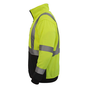 ज़ुजा उच्च दृश्यता सुरक्षा स्वेटर पीले और काले 1/4 जिपर चिंतनशील ऑक्सफोर्ड और कपास वर्कवियर जैकेट - Product Image 3