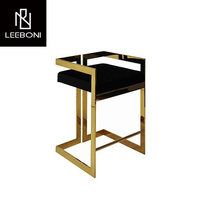 Tabouret de bar haut en acier inoxydable de style moderne vintage personnalisé, design tendance, chaise de bar en velours