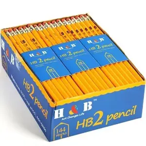 Trường màu vàng Bút Chì Trung Quốc văn phòng phẩm nhà máy giá rẻ bán buôn đen bút chì gỗ tùy chỉnh HB gỗ bút chì cho OEM