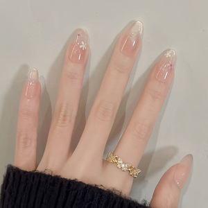 Gradiente de ojo de gato de gama alta portátil hecho a mano nuevo deseo puro pequeñas puntas de uñas falsas florales desmontables - Product Image 1