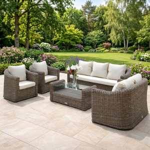 Conjunto de Sofá de Ratán para Exteriores con Cojines para Jardín, Patio, Balcón, Muebles de Diseño Contemporáneo, Resistentes al Agua y a los Rayos UV - Product Image 1
