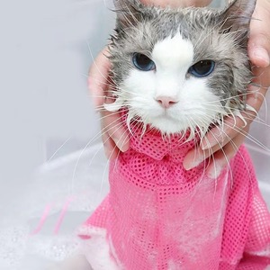 Breathable <strong>Cat</strong> Shower <strong>Bathing</strong> <strong>Bag</strong>, Adjustable Polyester Mesh Wash Sack, Anti-Scratch Restraint Carrier for Pet Nail Trimming - Product Image 5