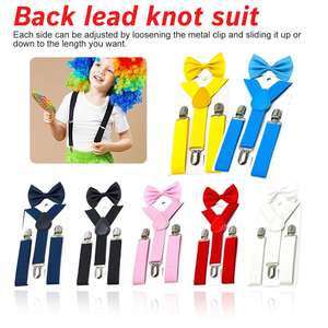 Conjunto de pajarita <span class=keywords><strong>con</strong></span> <span class=keywords><strong>tirantes</strong></span> elásticos para niños, traje de esmoquin <span class=keywords><strong>a</strong></span> <span class=keywords><strong>juego</strong></span>, pajarita Unisex para niño y niñ<span class=keywords><strong>a</strong></span>, traje de boda, cinturón ajustable <span class=keywords><strong>con</strong></span> espalda en Y - Product Image 2