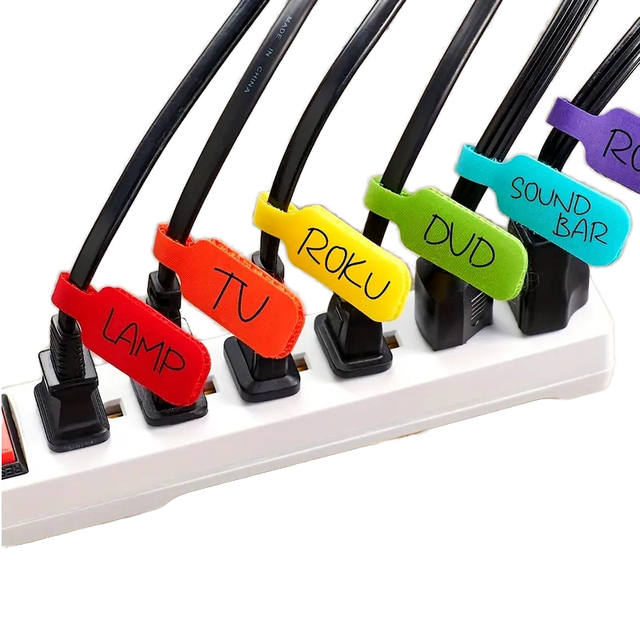 Hot Selling Self-Adhesive Cable Wire Straps Eco-Friendly Writable Labels for Easy Identification Management with Hook Loop Tapes