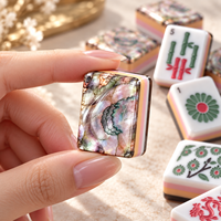 Ensemble de Mahjong américain de luxe, 160 tuiles de 31,5 mm, en acrylique 4 couches, impression intérieure, dos en nacre, motif floral sculpté