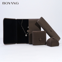 Boîte à bijoux de luxe Boyang, élégante, à double ouverture, en velours, pour collier, boucles d'oreilles, pendentif, bague, emballage cadeau