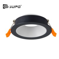 Spot encastré GUPO noir anti-éblouissement à coupelle profonde, avec anneau de finition fixe non rotatif compatible avec les ampoules GU5.3 MR16 GU10
