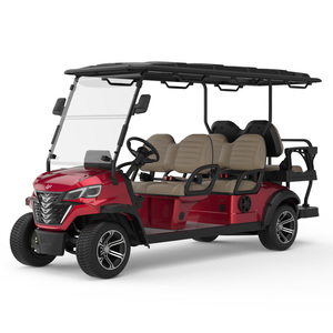 Voiturette de golf GreenRider 4+2 places, 6 places, avec pneus tout-terrain surélevés de 14 pouces, batterie au lithium 48V, pour la rue, 6 places, 48V, Club Gol - Product Image 1