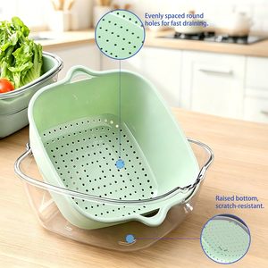 Juego de 6 piezas de fregadero de cocina de doble capa con mango, cuenco multifuncional para lavar y secar, contenedor de alimentos - Product Image 5