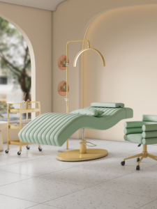 Table de massage de luxe moderne noir et or pour salon de beauté, lit de spa cosmétique facial inclinable, lit pour extensions de cils à vendre - Product Image 3
