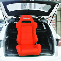 Sièges de course universels RE03 RECARO en suède noir, avec surpiqûres rouges, sièges baquet de voiture à double rail, sièges de sport pour gaming en tissu