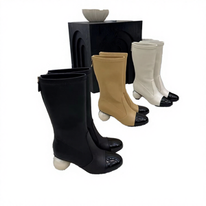 Bottes à bout pointu en cuir véritable de haute qualité de marque de luxe 5A avec semelle et semelle intérieure en caoutchouc pour femmes - Product Image 3