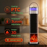 Ventilateur chauffant PTC 3-en-1, chauffage électrique en céramique portable, purificateur d'air avec minuterie et télécommande pour la pièce intérieure, le bureau