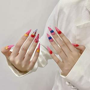 <span class=keywords><strong>เล็บ</strong></span>ปลอมลายการ์ตูนน่ารัก ตำรวจหญิงบินได้ ลายวาดมือ ทรงสติลเลตโต้ 10 ชิ้น - Product Image 3