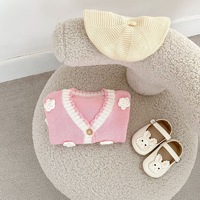 Cárdigan de Bebé Personalizado de Boutique, 100% Algodón Tejido, con Flores 3D, Elegante Suéter para Niños, Conjuntos de Ropa para Niños Pequeños