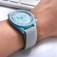 Bracelet de montre en nylon à boucle auto-agrippante, une seule pièce, à libération rapide, en tissu élastique adhésif, 20 mm 22 mm