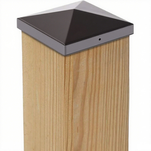 铝黑色粉末涂层防水扁管DIY 2x2 3x 3 4x 4英寸围栏柱帽，用于花园和庭院围栏 - Product Image 1