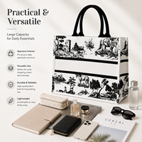 Sac fourre-tout en toile de coton imprimé rétro de qualité supérieure avec logo personnalisé pour le bureau, les trajets quotidiens, les festivals, les cadeaux, les expositions