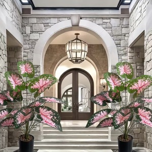 ดอกคาลาเดียมประดิษฐ์สองสี12 18 24ใบใบใบใบพืชเขตร้อนสีสันสดใสสำหรับบ้านสำนักงานในร่มพืชจำลอง - Product Image 3