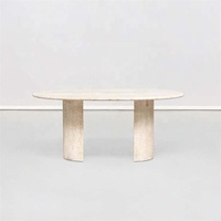 Meubles de maison, table en marbre blanc de Carrare, pierre naturelle, table basse en travertin italien de luxe, ensemble de table basse moderne, plateau rond en marbre