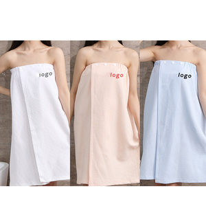 Envoltura de ducha de Spa con tejido de gofre de algodón personalizado para mujer para salón logotipo personalizado Toalla de envoltura de cuerpo de Sauna - Product Image 3