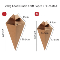 Boîte à frites en forme de cône avec porte-sauce |   Gobelet à frites en papier kraft pour les repas rapides