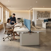 Bureau de travail moderne 2 places de qualité E0, écologique, modulaire, réglable, avec quincaillerie allemande importée, ergonomique pour la maison ou le bureau d'équipe