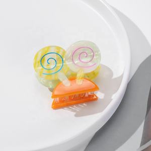 Pinzas de Pelo con Diseño de Animales Grandes y Lindos, Pinzas de Acetato Personalizadas con Forma de Caracol, Accesorios de Pelo Coloridos para Niñas, Uso Diario, Moda - Product Image 5