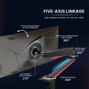 Ge22 15-32 Inch Máy Tính Xách Tay PC Chơi Game Màn Hình Núi Cánh Tay Với Khí Mùa Xuân Căng Thẳng Điều Chỉnh Và Đèn Nền <span class=keywords><strong>LED</strong></span> Cơ Sở RGB - Product Image 3