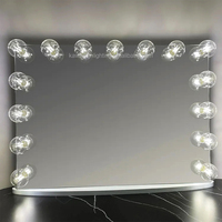Miroir de maquillage lumineux surdimensionné 100*80cm avec 9 ampoules LED E27, connecteur USB, miroir lumineux intelligent pour la beauté, salon