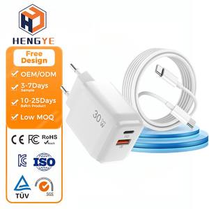 อะแดปเตอร์แหล่งจ่ายไฟฟ้าปลั๊ก EU มาตรฐาน CE อะแดปเตอร์สำหรับ<span class=keywords><strong>โทรศัพท์</strong></span>มือถือสองพอร์ตที่ชาร์จเร็วชนิด C 30W - Product Image 1