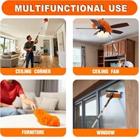 Kit de Plumero Extensible de 7.2m, Profesional, con Barra Telescópica, Mango Largo, Lavable, para Ventanas, Telarañas, Techos y Ventiladores