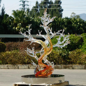 Escultura de Árbol Abstracta de Resina Dorada para Interiores, Pintada a Mano, Tamaño Personalizado, Decoración de Hotel de Lujo - Product Image 1