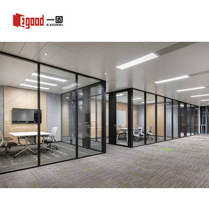 Cloison en verre et aluminium à double vitrage insonorisée pour salle de conférence de bureau avec design de séparation moderne - Product Image 2