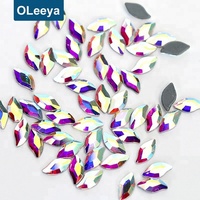 Strass thermocollants en cristal AB de haute qualité, forme navette fantaisie, à dos épais, pour accessoires vestimentaires, vente en gros