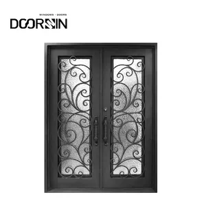 Double Entrance Designs Door Main Iron Gates Exterior Glass Main Entry Iron Doors