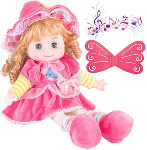 NOUVEAU Poupée bébé douce avec des yeux qui s'ouvrent et se ferment et des cheveux, jouet en peluche avec des <span class=keywords><strong>chansons</strong></span>, des ailes de papillon, excellent cadeau - Product Image 1