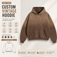 Sweat à capuche épais 450 GSM délavé et vieilli pour homme, sans cordon, coupe oversize, en coton et polyester, style streetwear automne, vente en gros