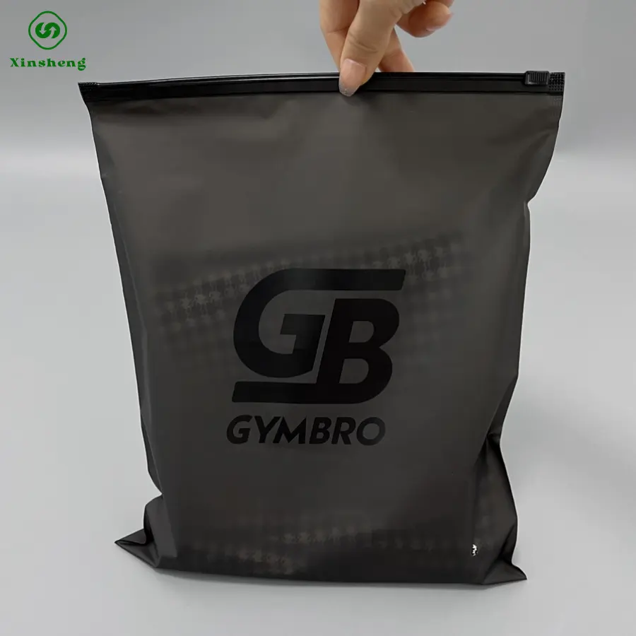 CPE Resealable Biodegradable Custom Logo Shoes Gift Garment Packing Self Sealing Frosted Zipper Plastic Bags Clothing Packaging