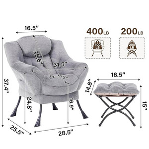 <span class=keywords><strong>Fauteuil</strong></span> inclinable avec repose-pieds, <span class=keywords><strong>fauteuil</strong></span> d'appoint moderne avec accoudoirs et poche latérale, canapé de détente - Product Image 2