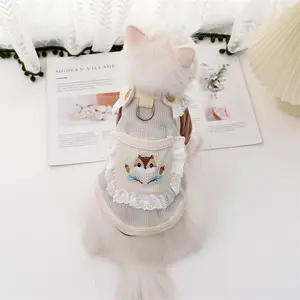 Custom Fashion Pet Clothes Party Cat Skirt Cute Suspender Dress Back Pocket Traction Buckle