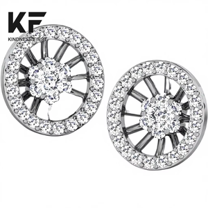 Boucles d'oreilles solitaires en moissanite naturelle |   Pierre facettée de 1 mm |   Boucles d'oreilles minimalistes pour femmes |   <span class=keywords><strong>FIZA</strong></span>_GSTUD_0484 - Product Image 1