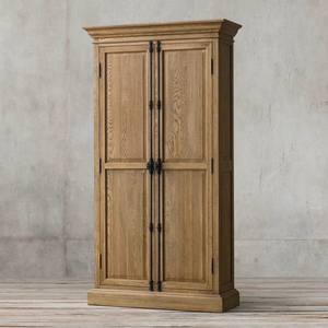 RH Armoire américaine en bois massif Chambre à coucher Armoire française suspendue à quatre portes <span class=keywords><strong>Casier</strong></span> à serrure universelle vintage en chêne Armoire de rangement personnalisée - Product Image 5