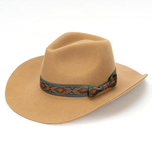 Chapeau de cowboy <span class=keywords><strong>Euro</strong></span>-Américain <span class=keywords><strong>à</strong></span> bord incurvé en 100 % laine australienne avec nœud rétro pour fêtes en plein air, voyages et hiver – Bonnet en feutre - Product Image 5