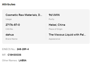 กรดลิเนียร์อัลคิลเบนซีนซัลโฟนิก 96%MIN (LABSA) CAS 27176-87-0 วัตถุดิบผงซักฟอกชนิดละลายน้ำในน้ำมัน สำหรับอุตสาหกรรมซักล้าง - Product Image 6