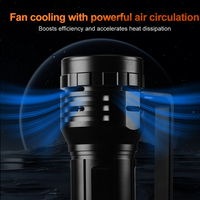 Linterna Potente de 40000 Lúmenes 8*P70.3, Recargable por USB, con Ventilador de Refrigeración Integrado, Linterna Táctica de Búsqueda, Linterna LED de Emergencia
